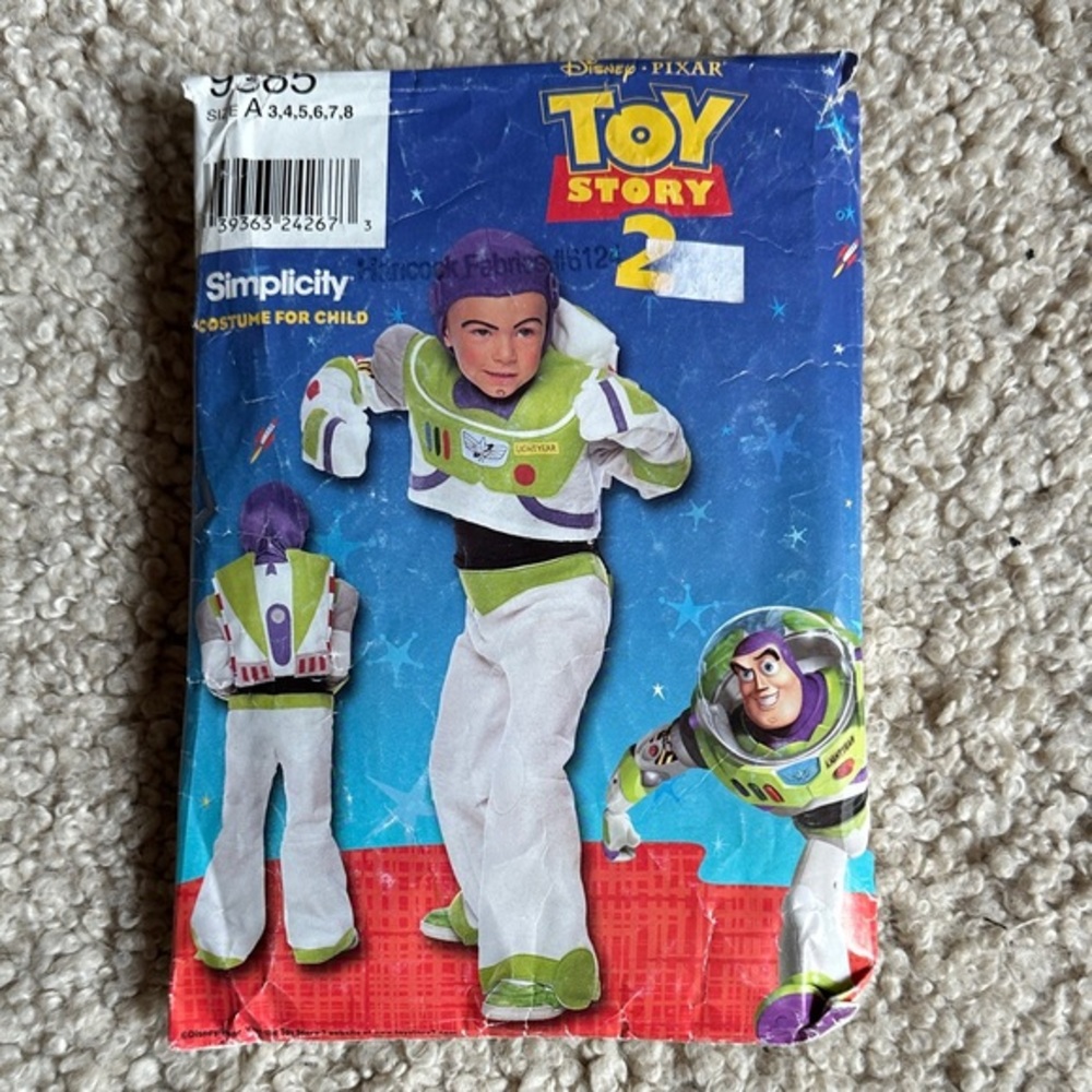Simplicity 9385 Vintage Toy Story Halloween  Costume Pattern